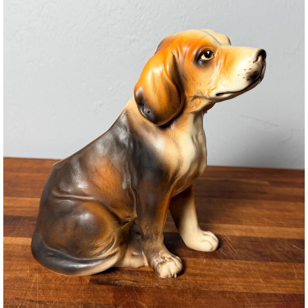 Vintage Ceramic Beagle Planter | Hand-Painted Hound Figurine (8" Tall) - Picture 2 of 14